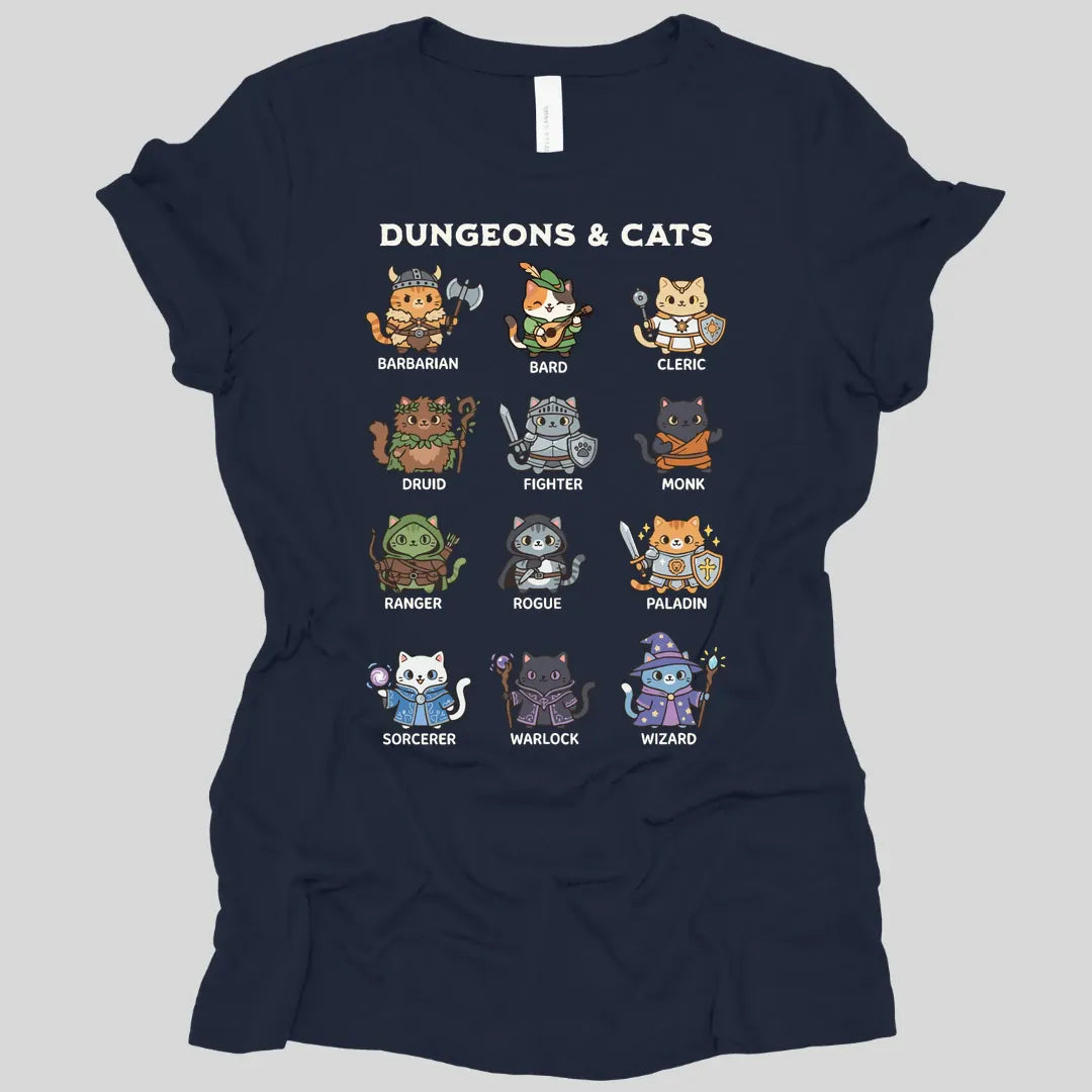 Printify T-Shirt Navy / S Dungeons & Cats Women's T-shirt