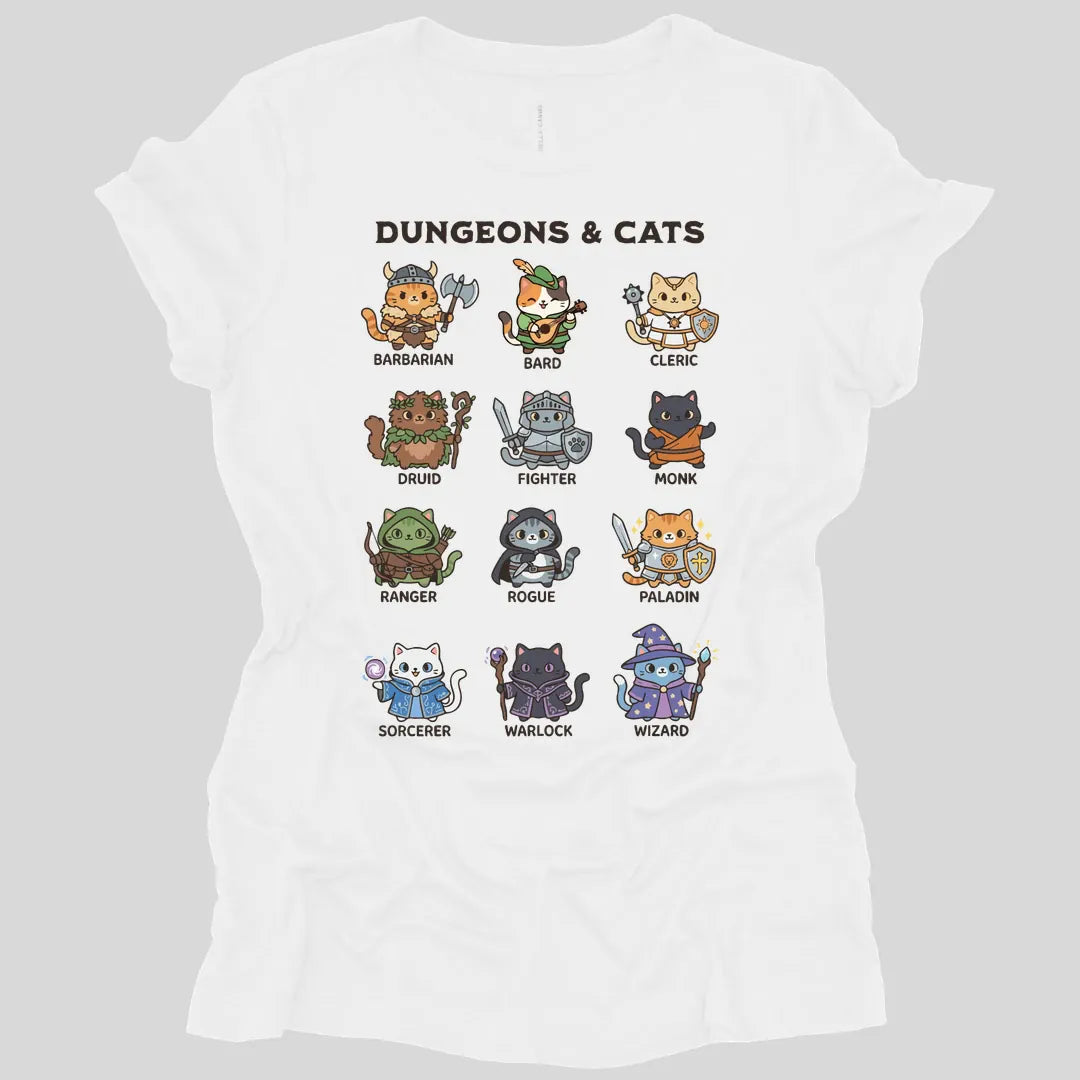 Printify T-Shirt White / S Dungeons & Cats Women's T-shirt