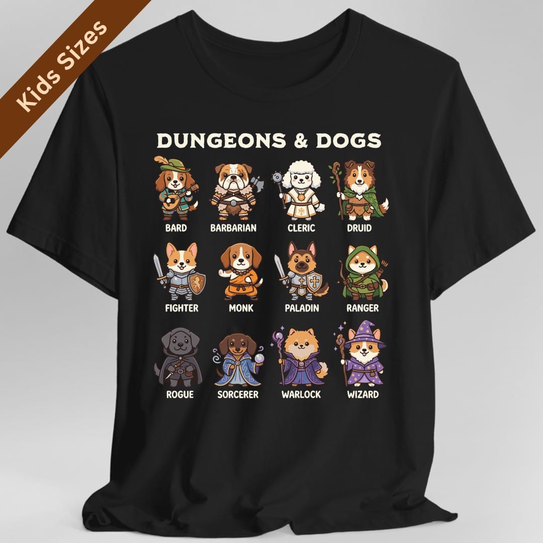 Printify Kids clothes Black / XS Dungeons & Dogs Kids T-Shirt