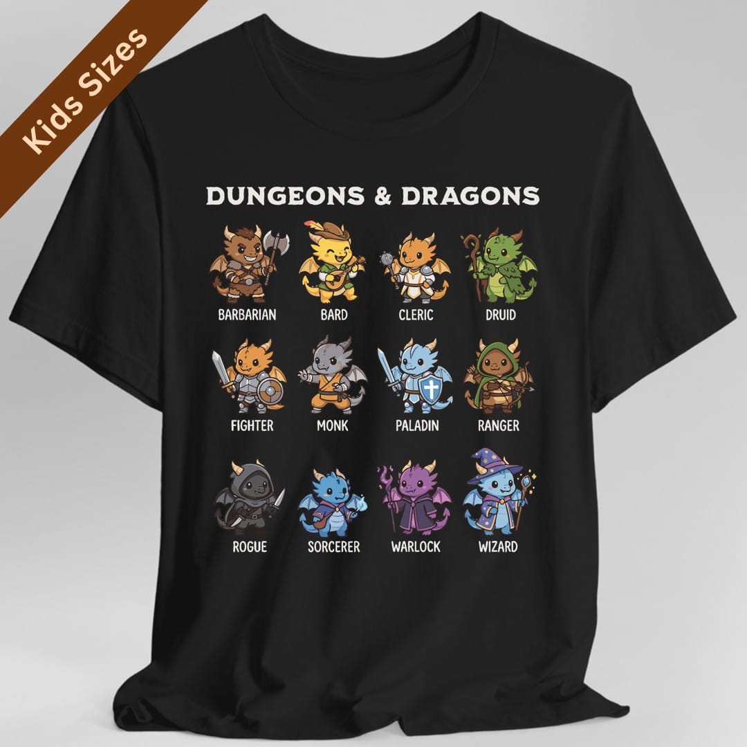 Printify Kids clothes Black / XS Dungeons & Dragons All Classes Kids T-Shirt