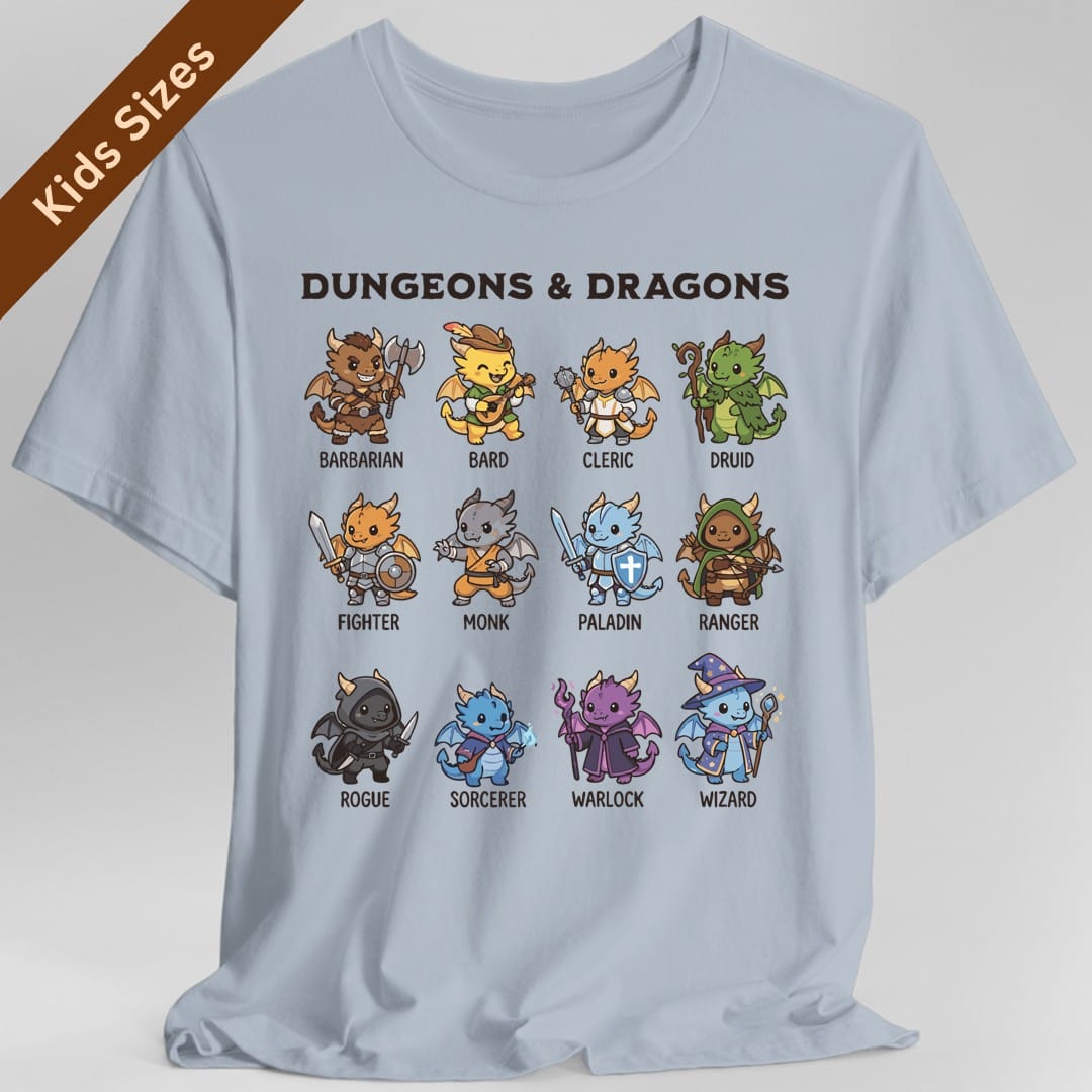 Printify Kids clothes Light Blue / XS Dungeons & Dragons All Classes Kids T-Shirt