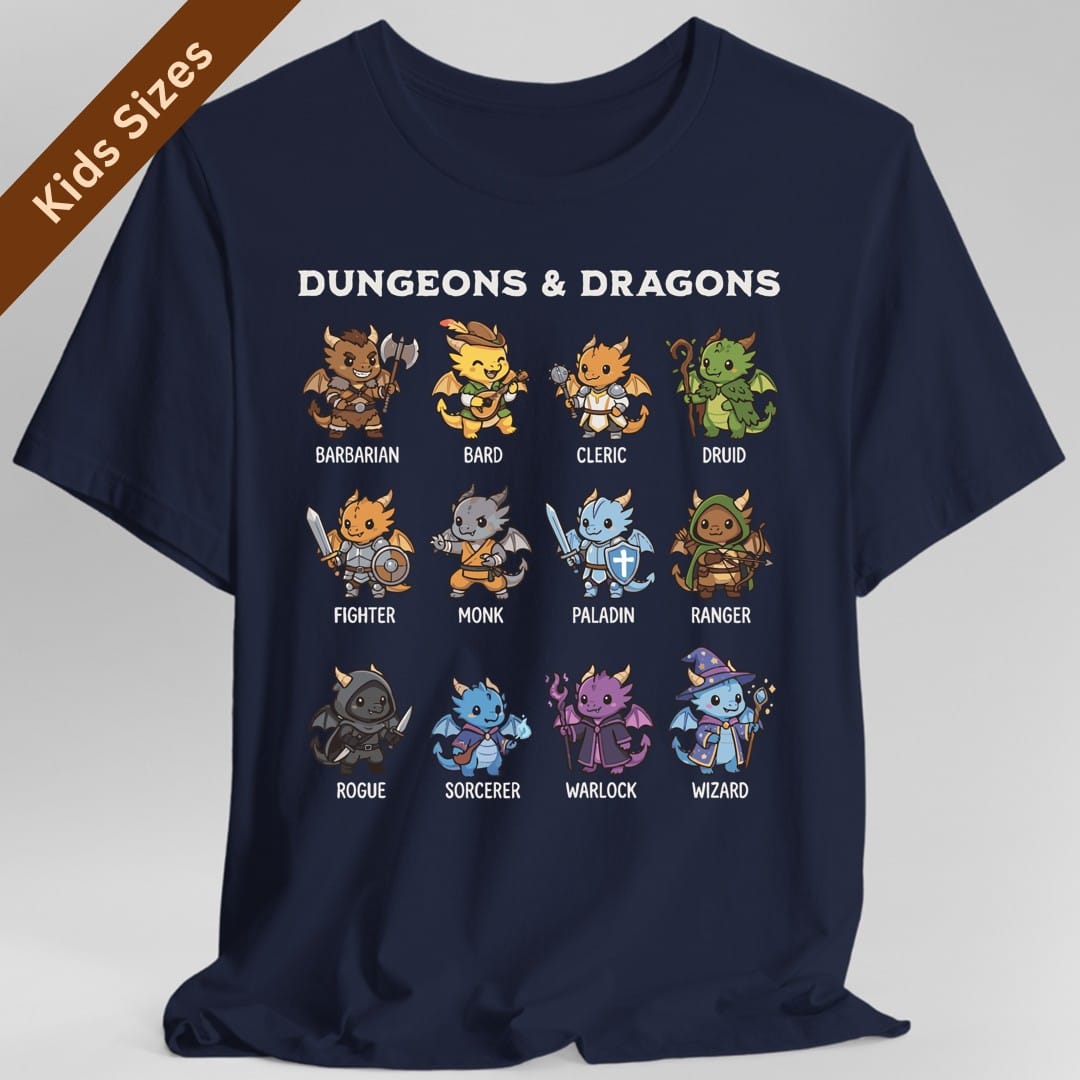 Printify Kids clothes Navy / XS Dungeons & Dragons All Classes Kids T-Shirt