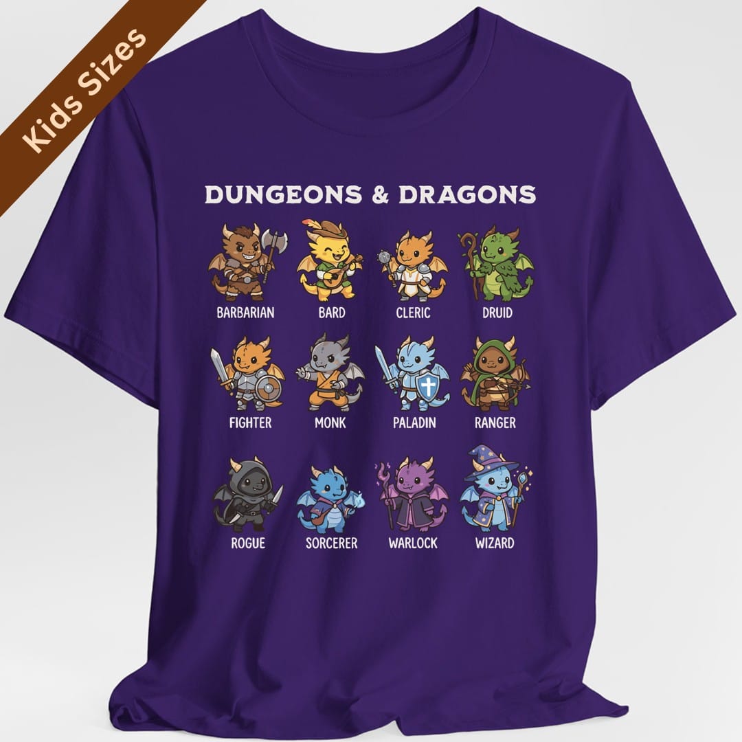 Printify Kids clothes Purple / XS Dungeons & Dragons All Classes Kids T-Shirt