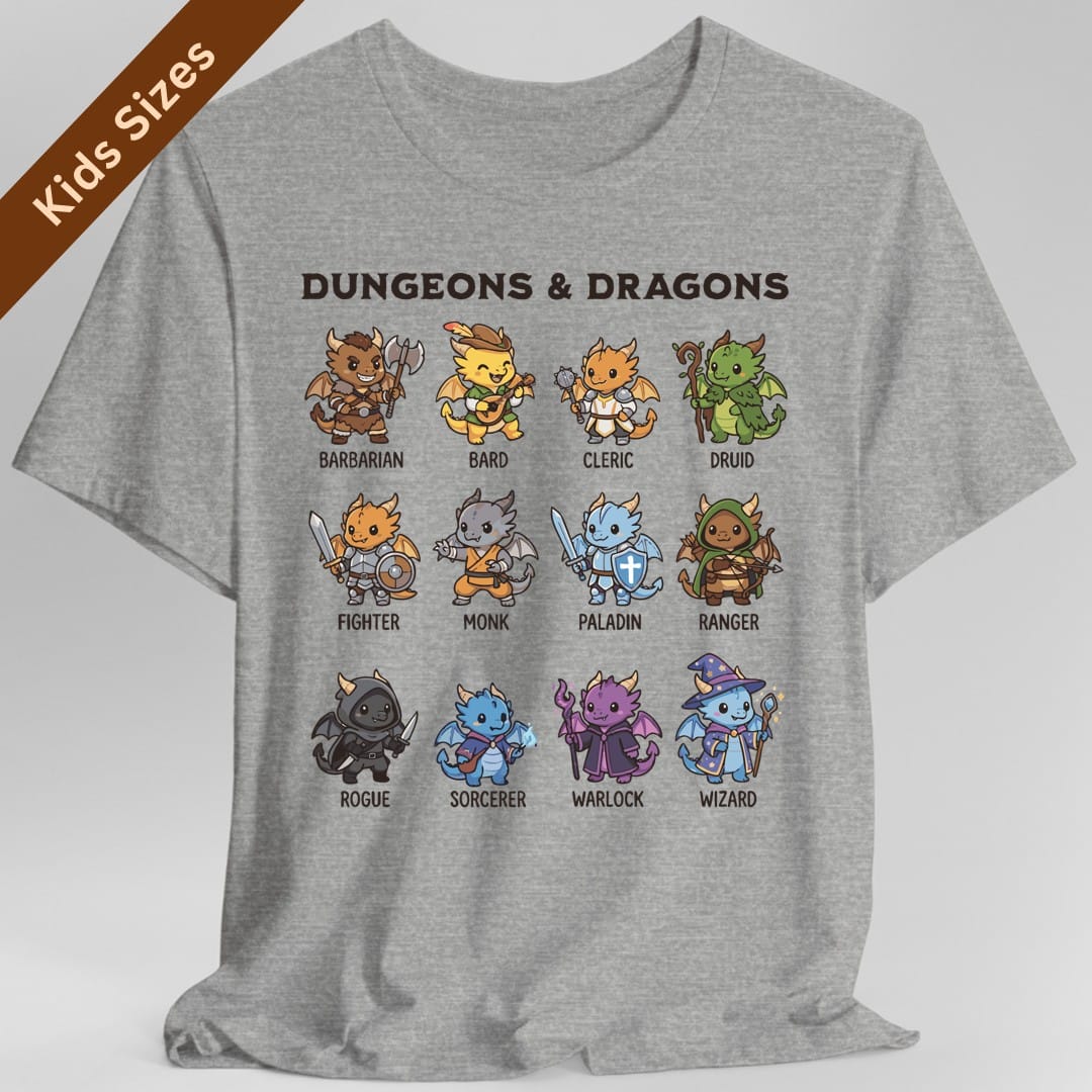 Printify Kids clothes Sport Grey / XS Dungeons & Dragons All Classes Kids T-Shirt