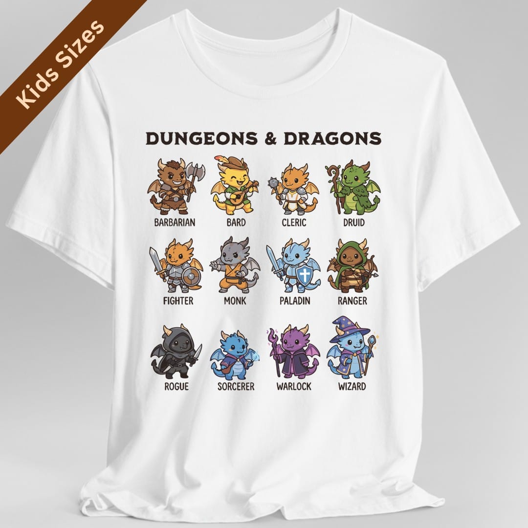 Printify Kids clothes White / XS Dungeons & Dragons All Classes Kids T-Shirt