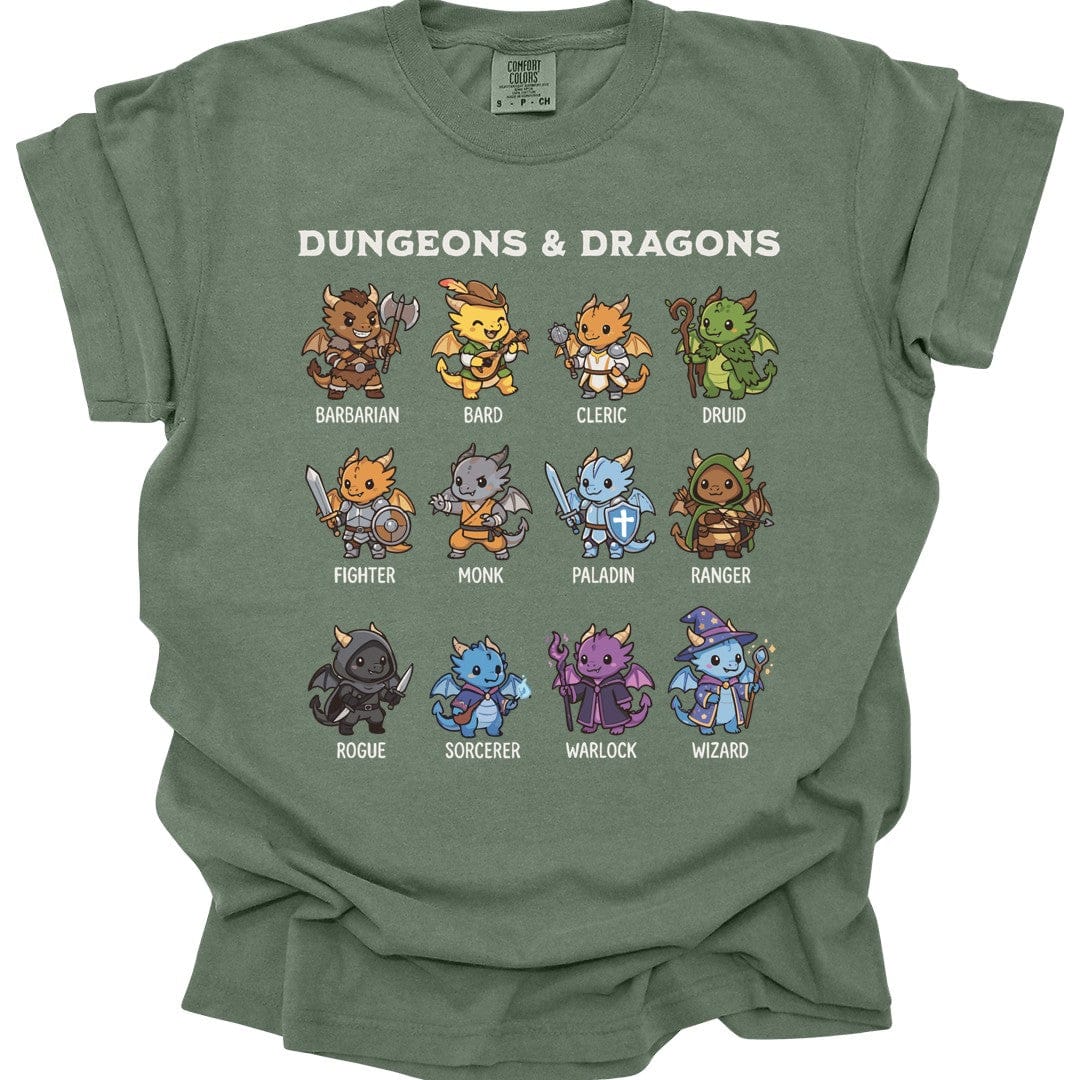 Printify T-Shirt Moss / S Dungeons & Dragons All Classes T-shirt - Comfort Colors