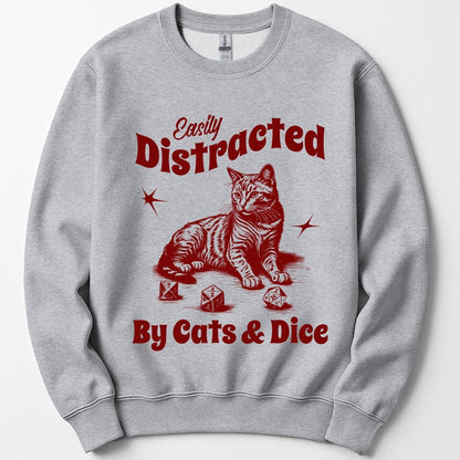 Printify Sweatshirt Sport Grey / S Easily Distracted By Cats & Dice Sweatshirt