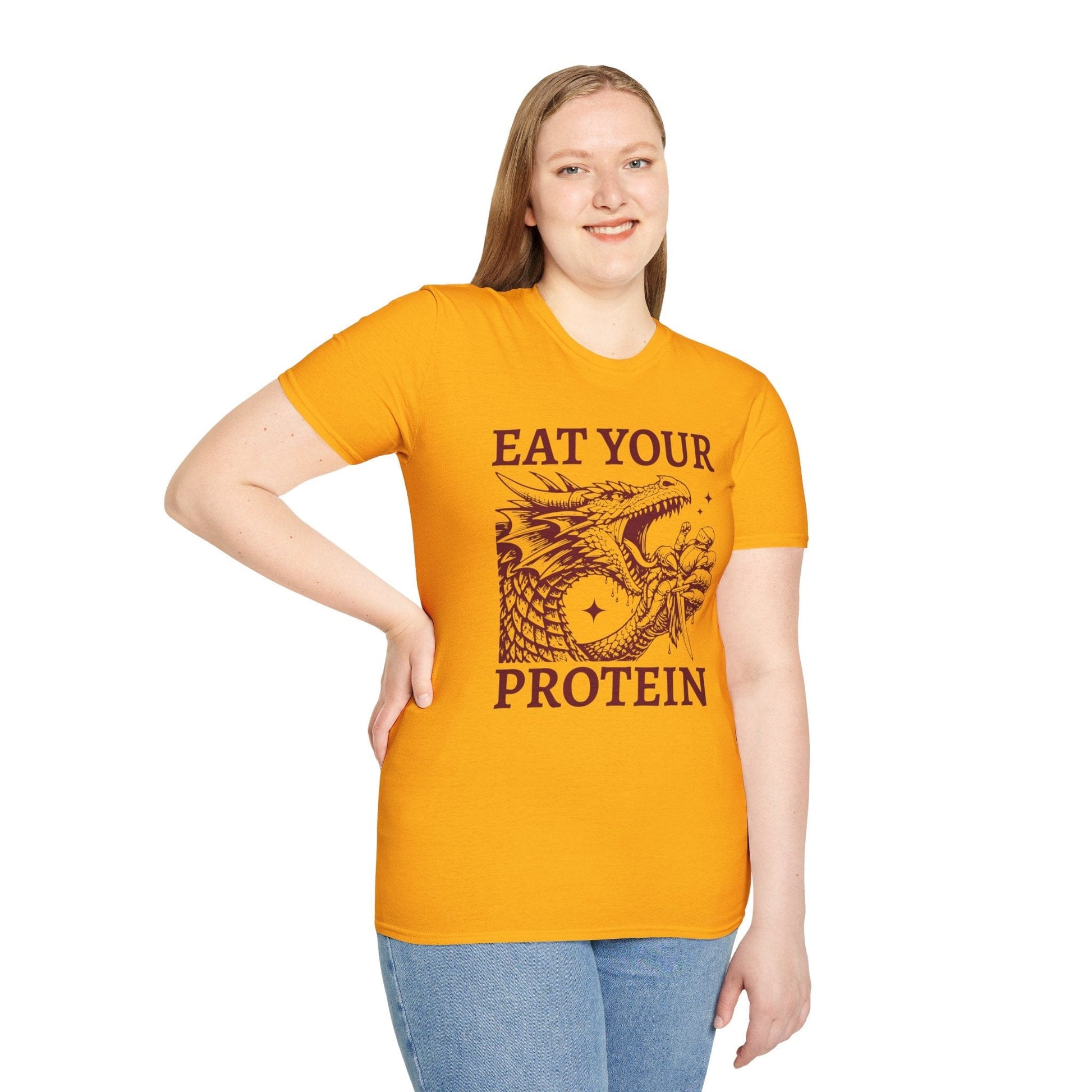 Printify T-Shirt Eat Your Protein Dragon T-Shirt