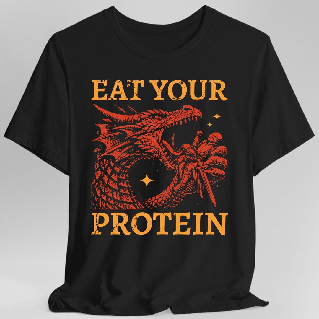 Printify T-Shirt Black / S Eat Your Protein Dragon T-Shirt