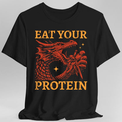 Printify T-Shirt Black / S Eat Your Protein Dragon T-Shirt