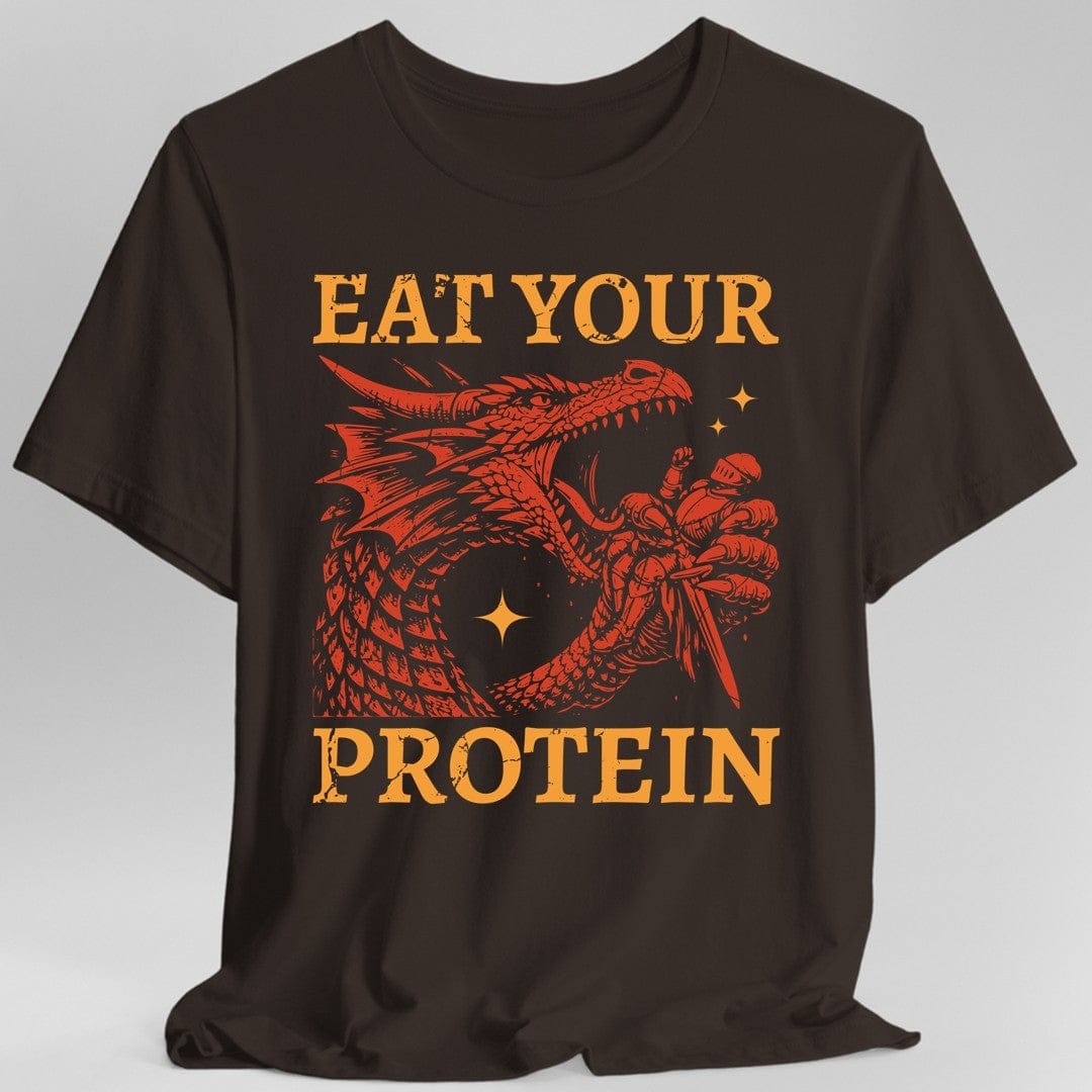 Printify T-Shirt Dark Chocolate / S Eat Your Protein Dragon T-Shirt