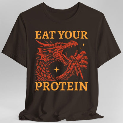Printify T-Shirt Dark Chocolate / S Eat Your Protein Dragon T-Shirt