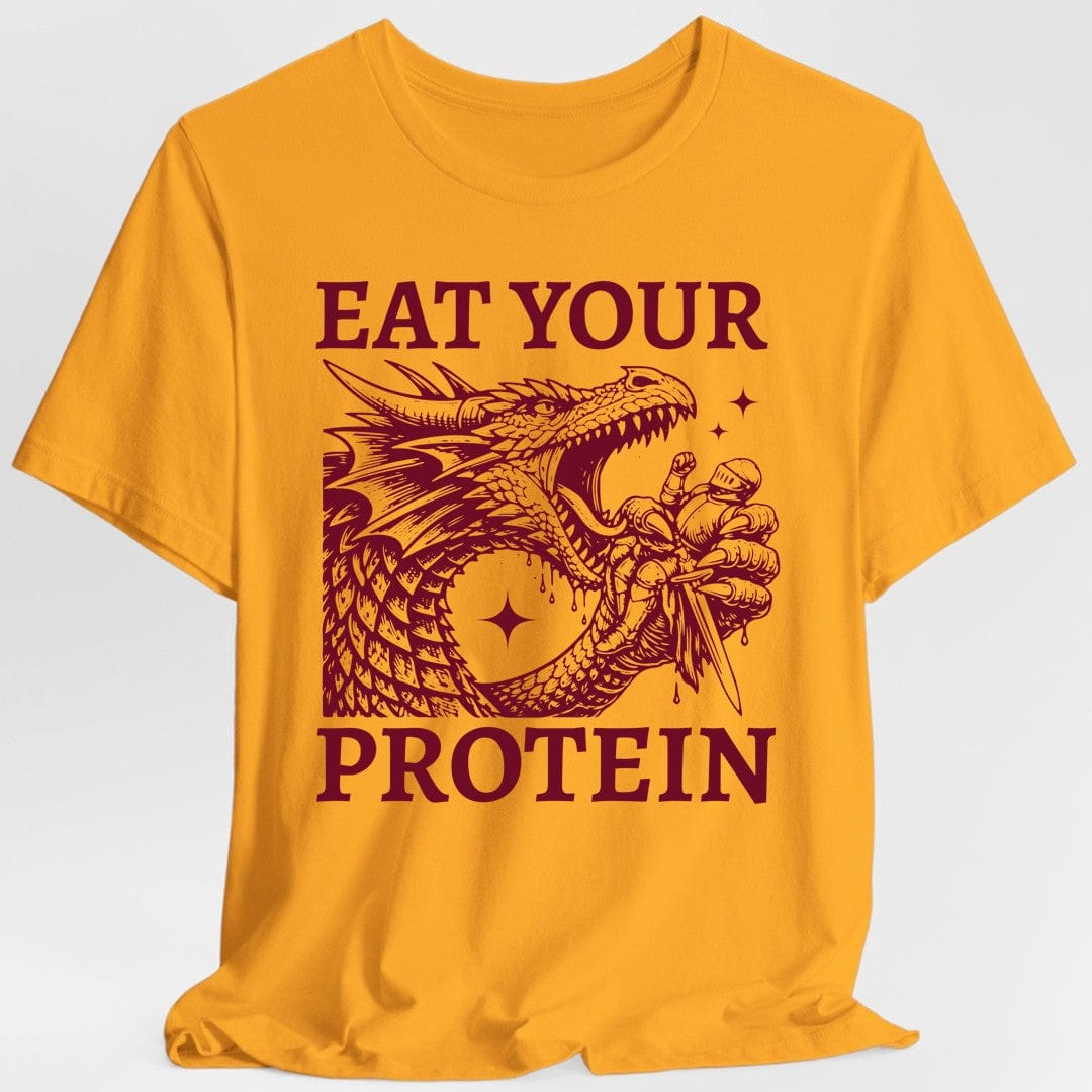 Printify T-Shirt Gold / S Eat Your Protein Dragon T-Shirt
