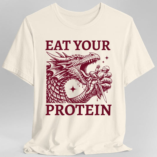 Printify T-Shirt Natural / S Eat Your Protein Dragon T-Shirt