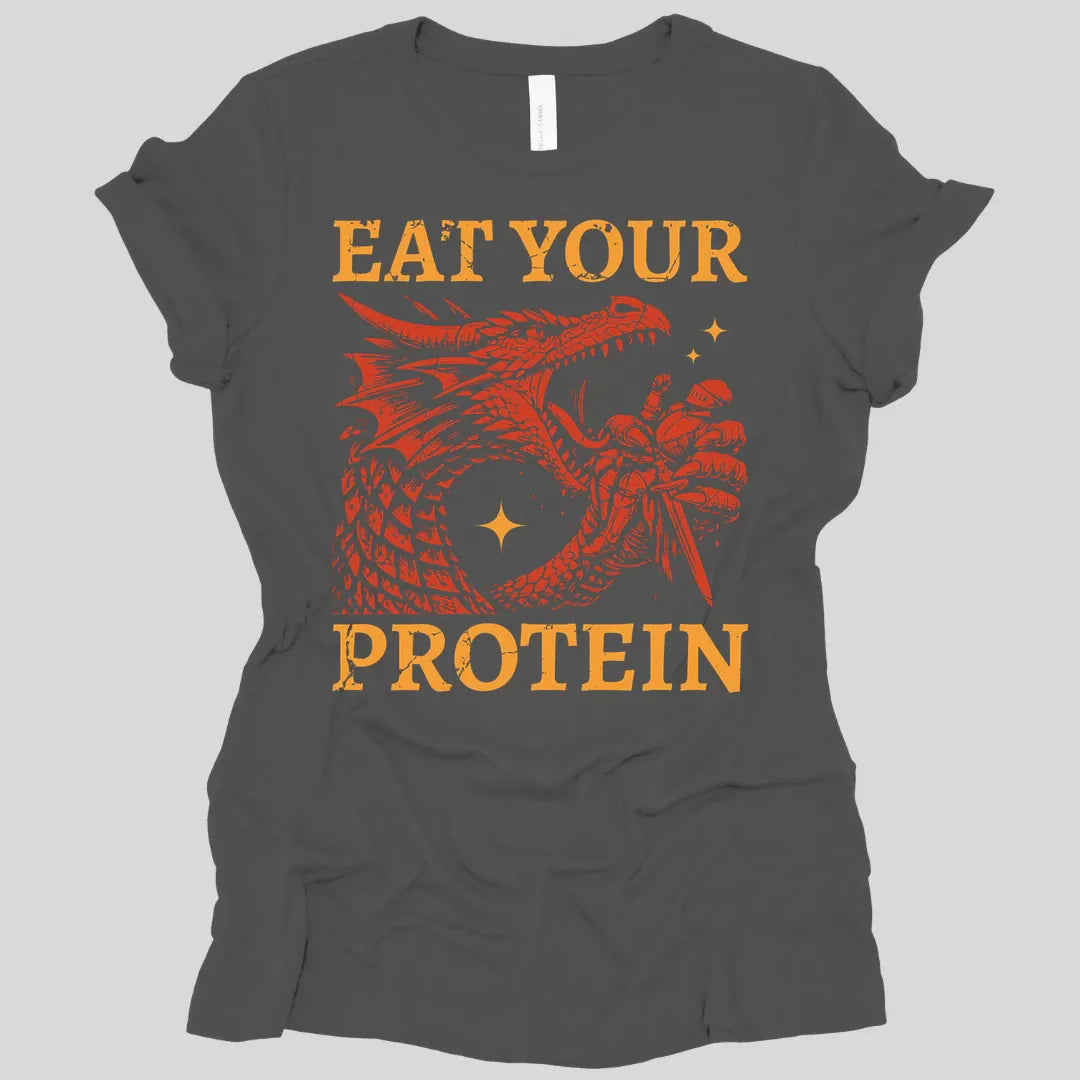 Printify T-Shirt Asphalt / S Eat Your Protein Dragon Women's T-shirt