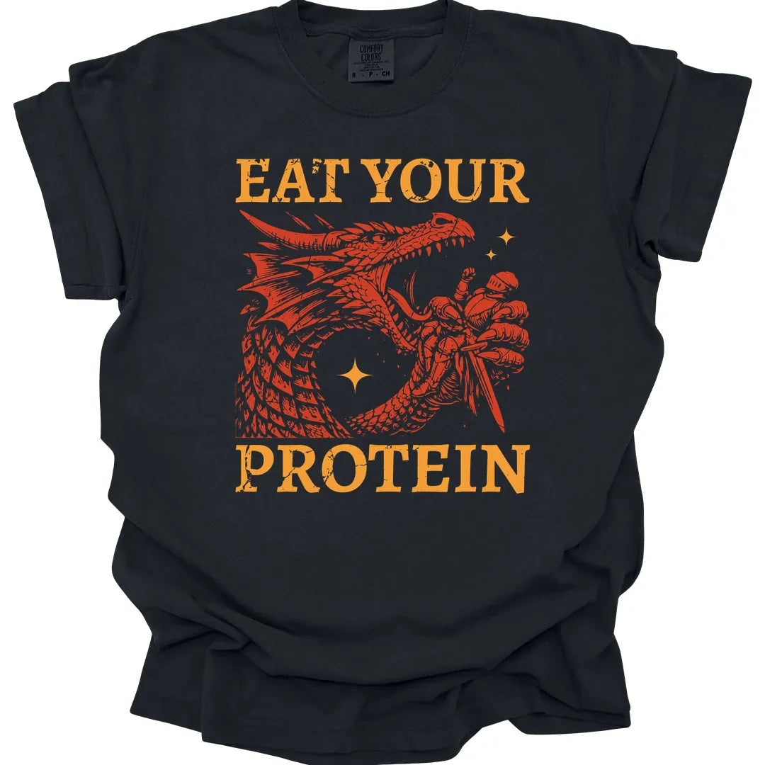 Printify T-Shirt Black / S Eat Your Protein T-Shirt - Comfort Colors