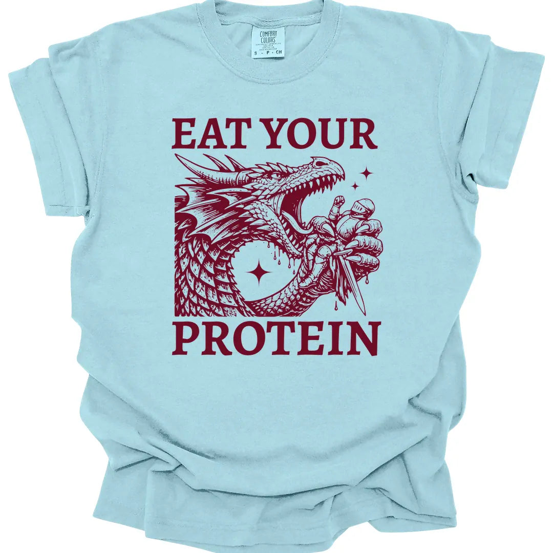 Printify T-Shirt Chambray / S Eat Your Protein T-Shirt - Comfort Colors