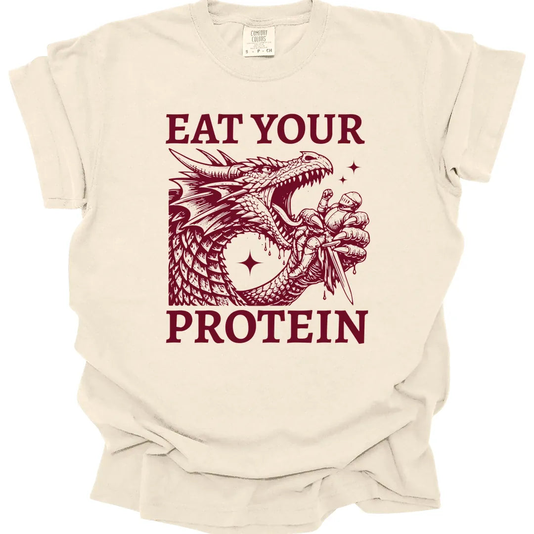 Printify T-Shirt Ivory / S Eat Your Protein T-Shirt - Comfort Colors