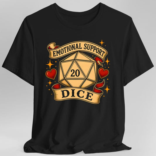 Printify T-Shirt Black / S Emotional Support Dice T-Shirt