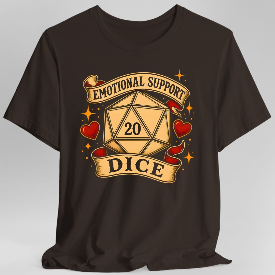 Printify T-Shirt Dark Chocolate / S Emotional Support Dice T-Shirt