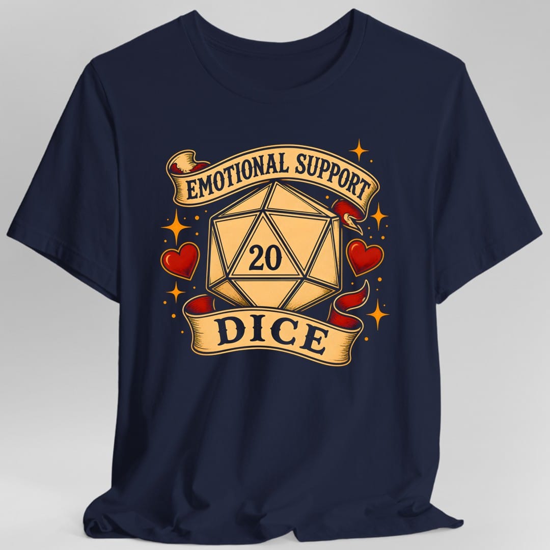 Printify T-Shirt Navy / S Emotional Support Dice T-Shirt