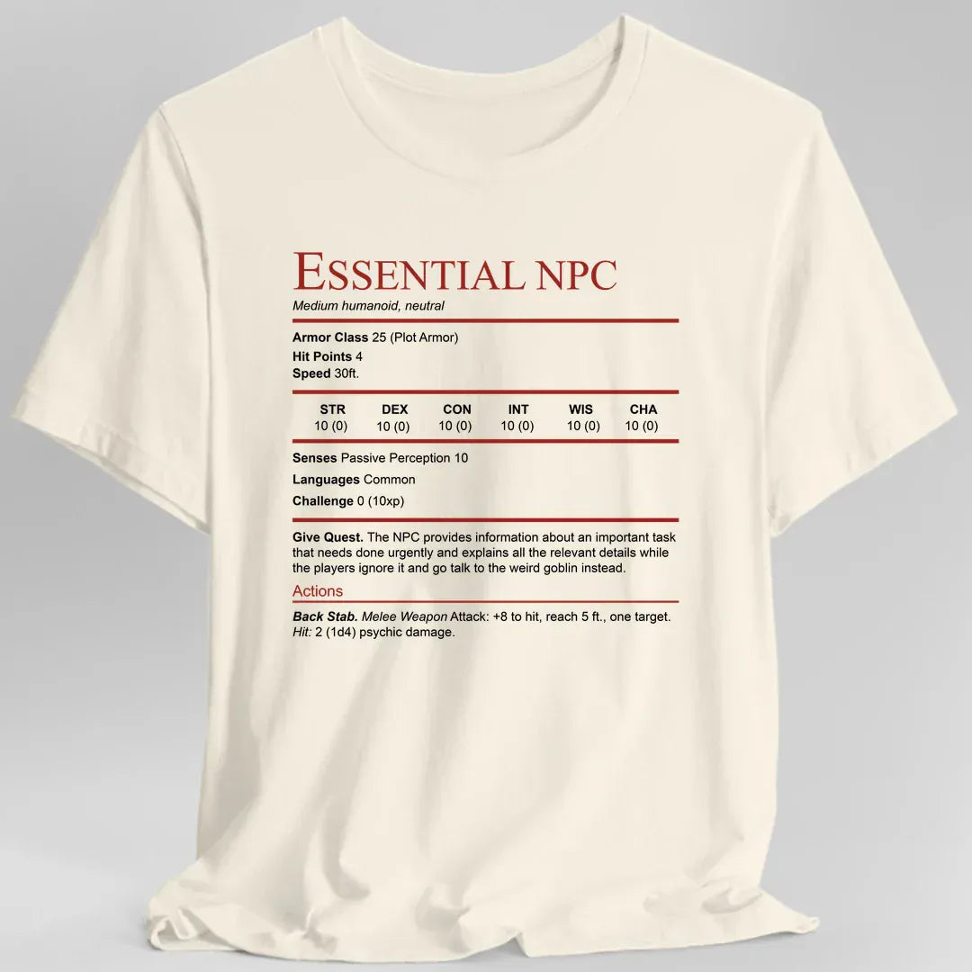 Printify T-Shirt Natural / S Essential NPC Funny D&D T-Shirt