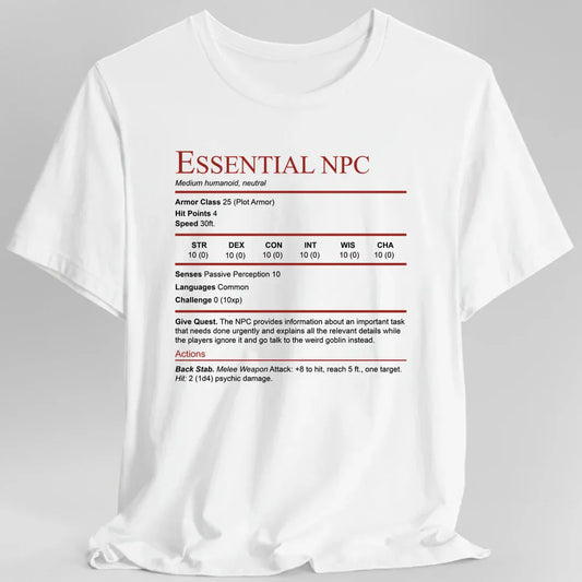Printify T-Shirt White / S Essential NPC Funny D&D T-Shirt