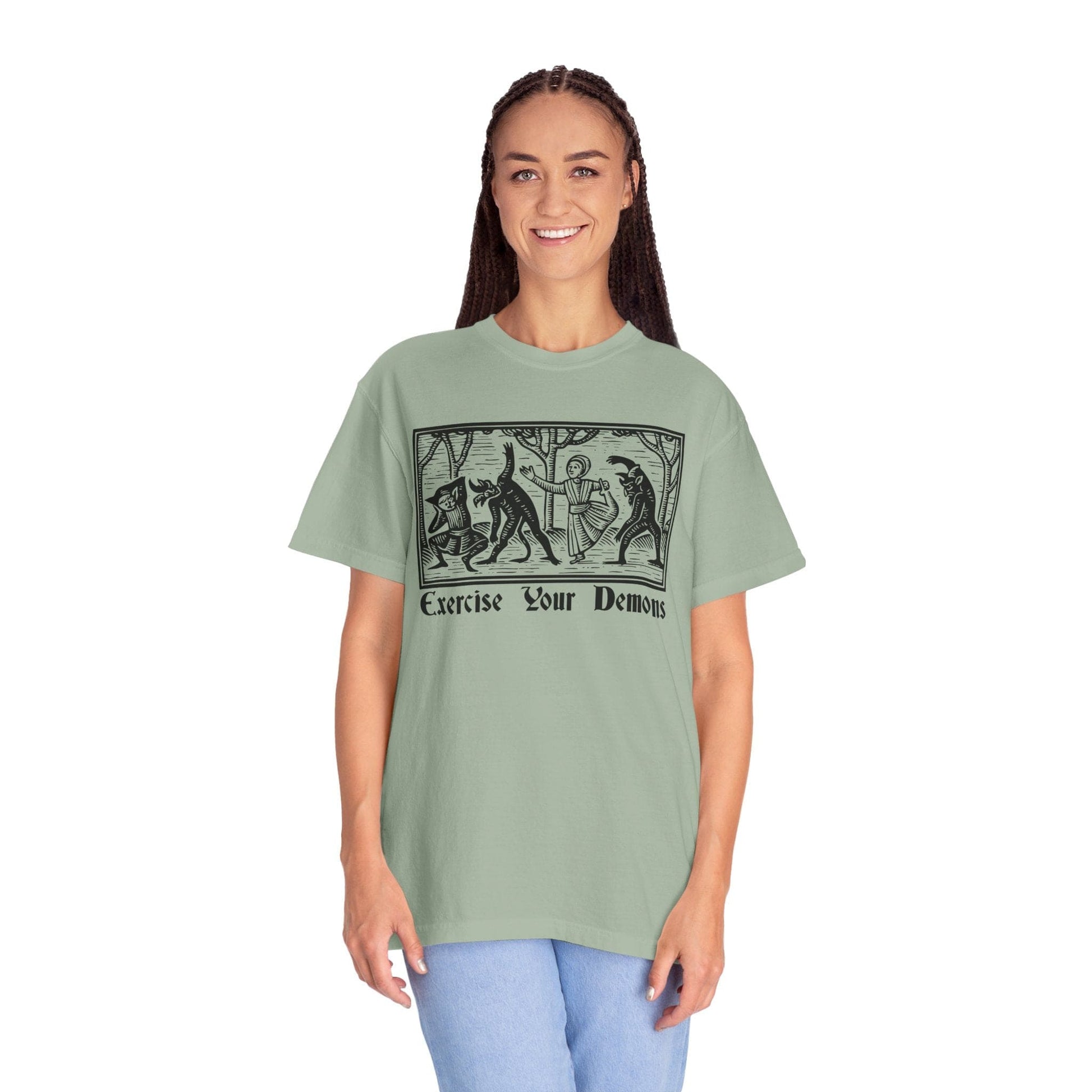 Printify T-Shirt Exercise Your Demons T-Shirt - Comfort Colors