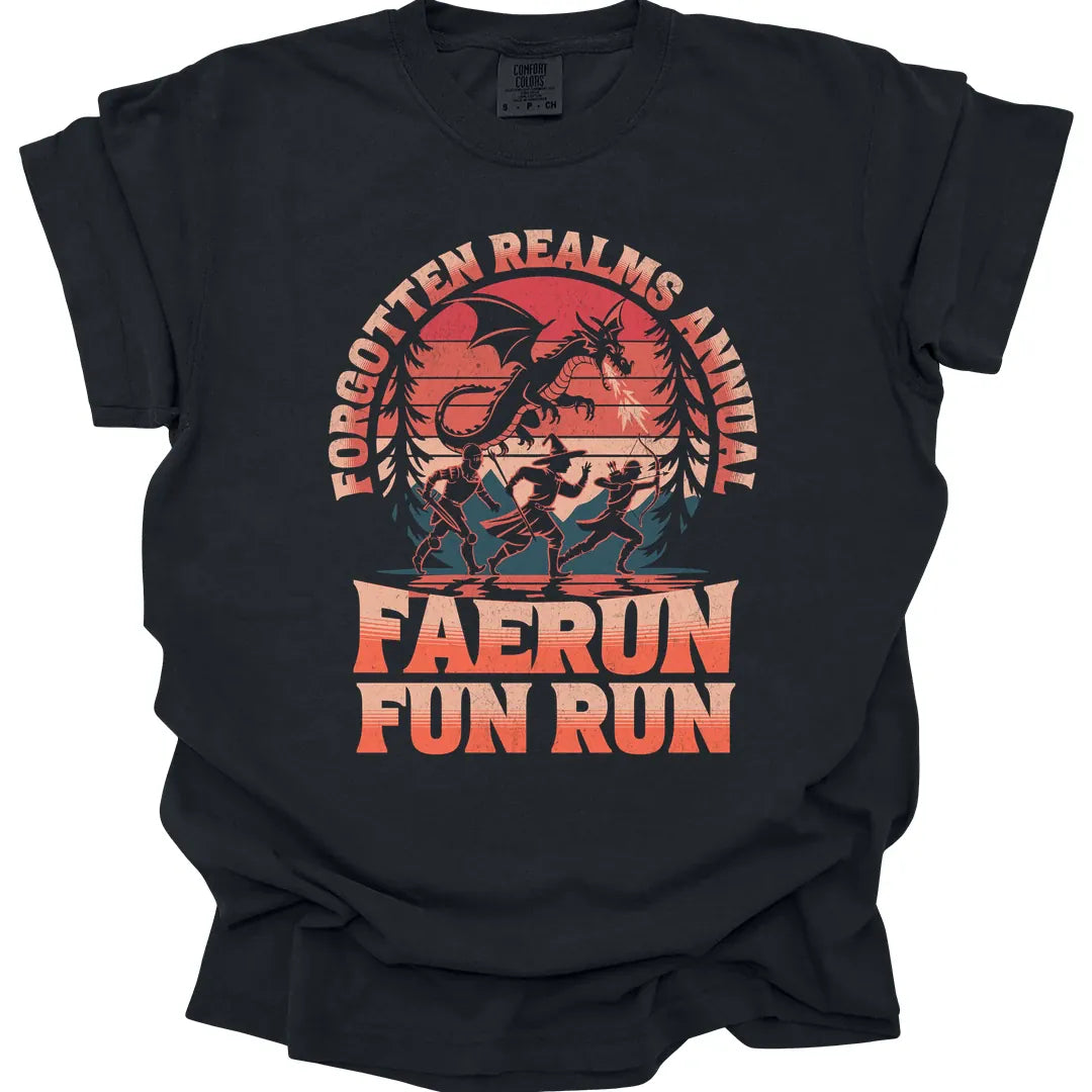 Printify T-Shirt Black / S Faerun Fun Run Funny D&D T-shirt - Comfort Colors