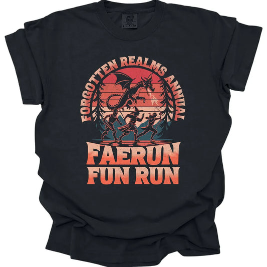 Printify T-Shirt Black / S Faerun Fun Run Funny D&D T-shirt - Comfort Colors