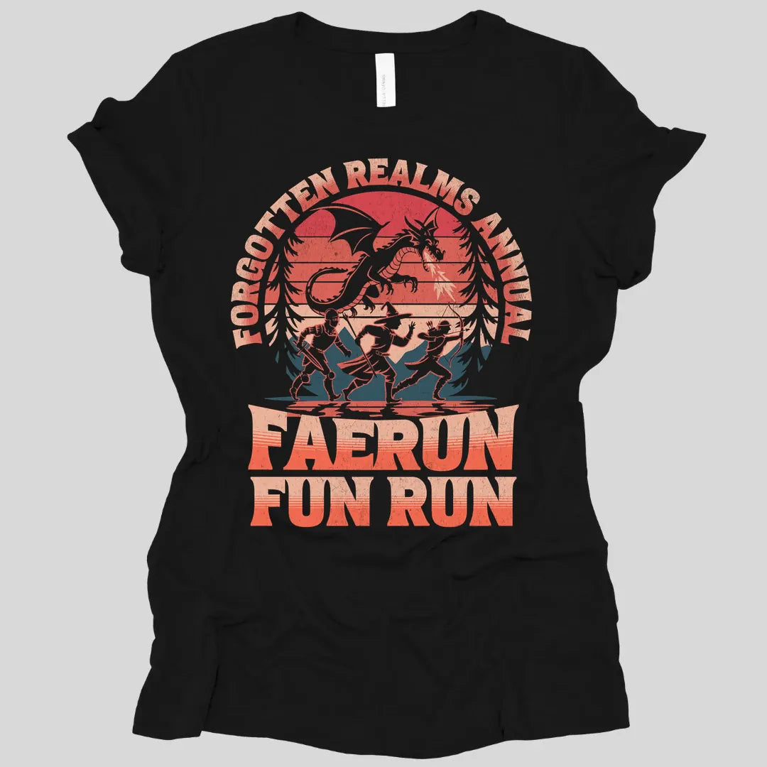 Printify T-Shirt Black / S Faerun Fun Run Funny D&D Women's T-shirt