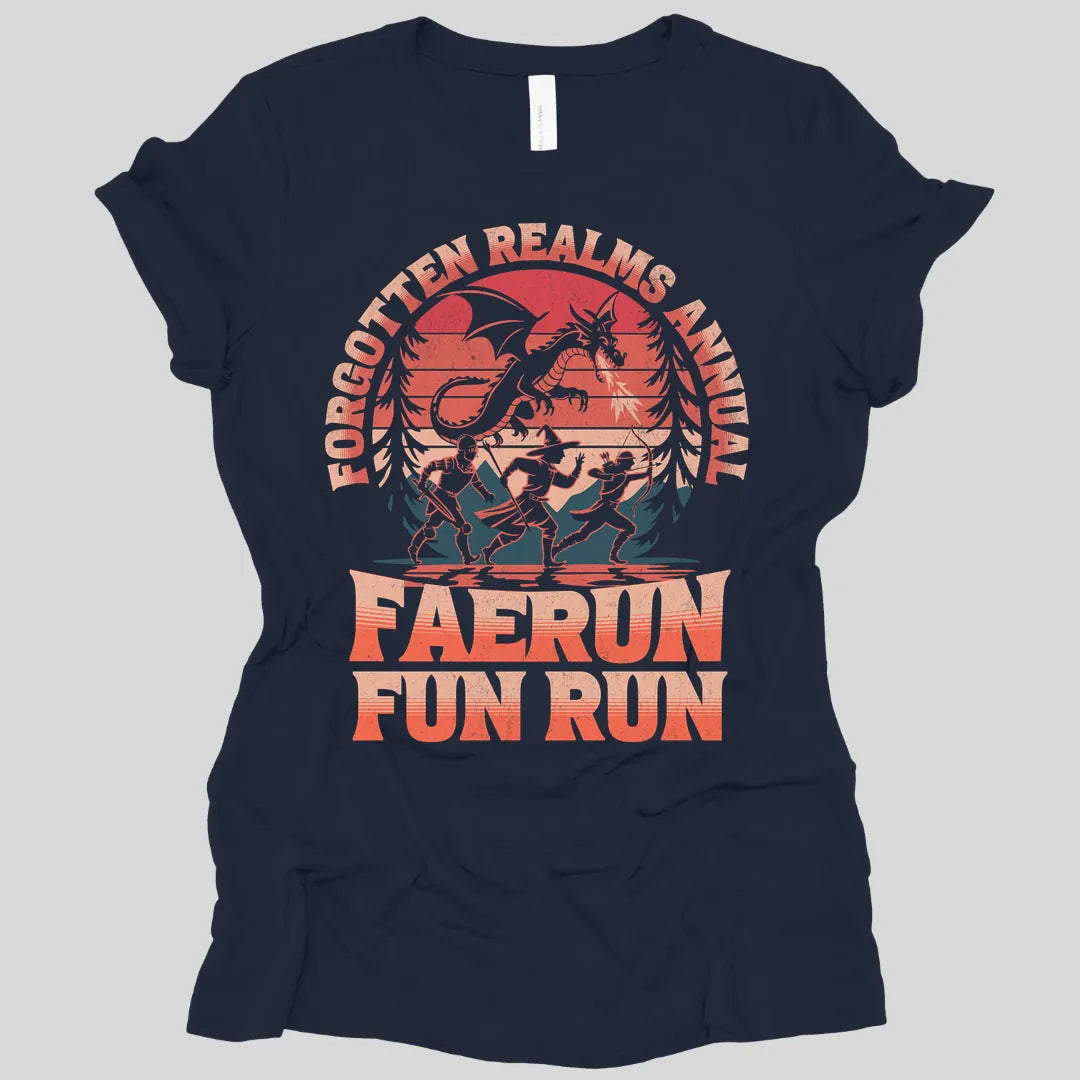 Printify T-Shirt Navy / S Faerun Fun Run Funny D&D Women's T-shirt