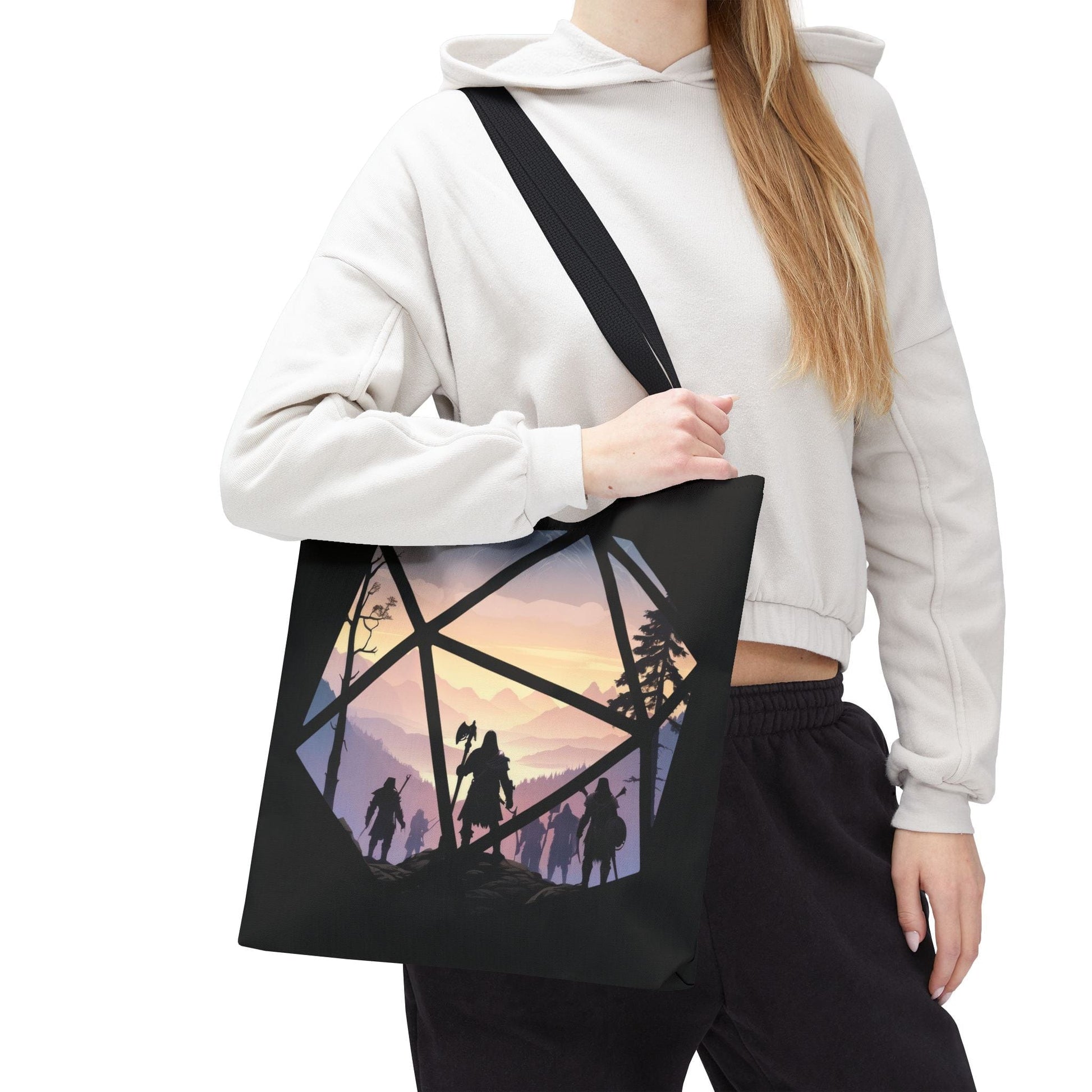 Printify Bags 16" × 16'' / Black Fantasy Landscape D20 Tote Bag