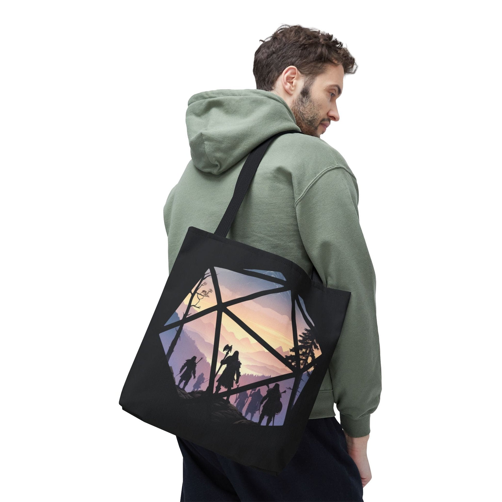 Printify Bags 16" × 16'' / Black Fantasy Landscape D20 Tote Bag