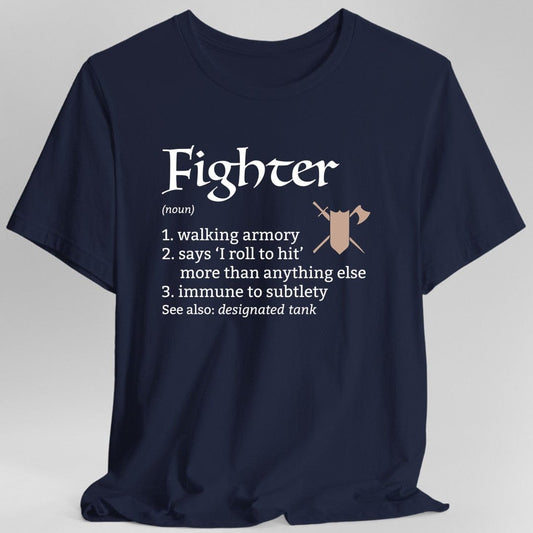 Printify T-Shirt Navy / S Fighter Class Definition D&D T-Shirt