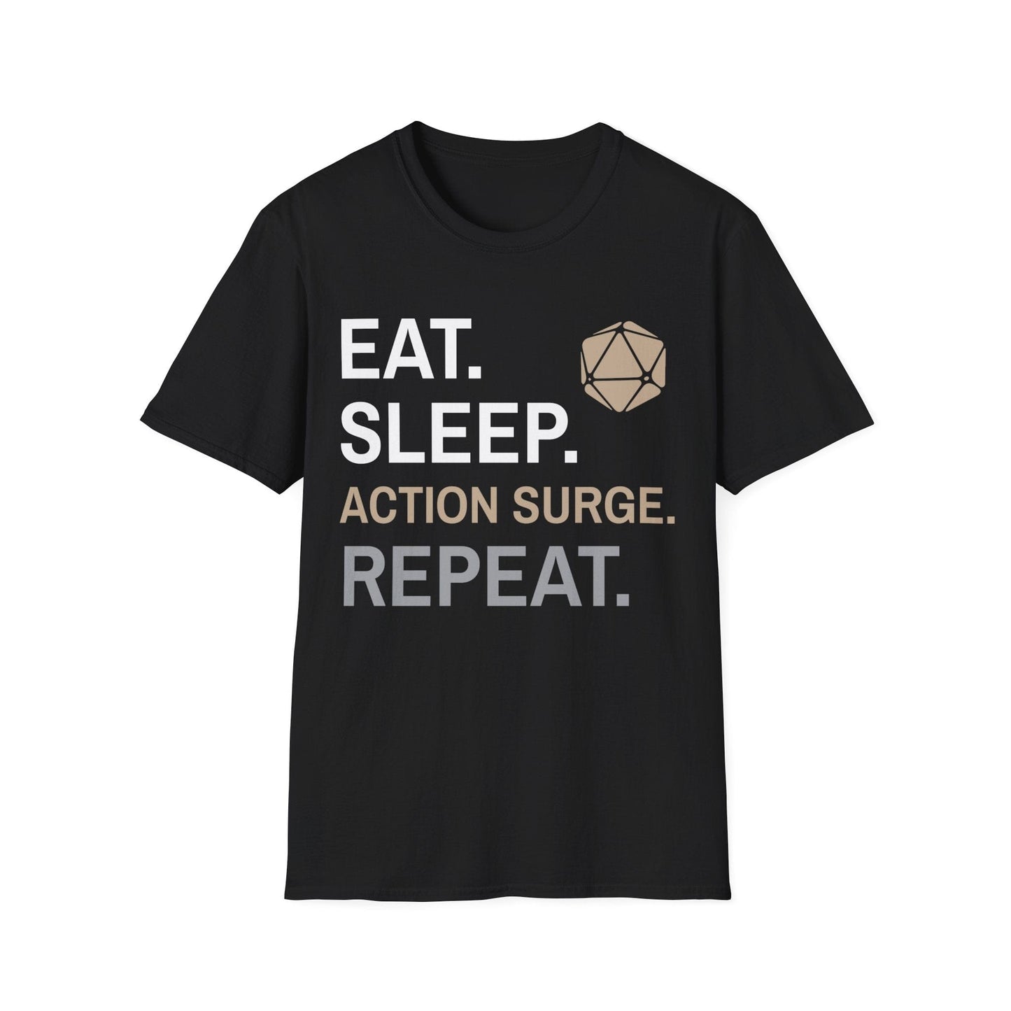 Printify T-Shirt Black / S Fighter Class T-Shirt – 'Eat, Sleep, Action Surge, Repeat'