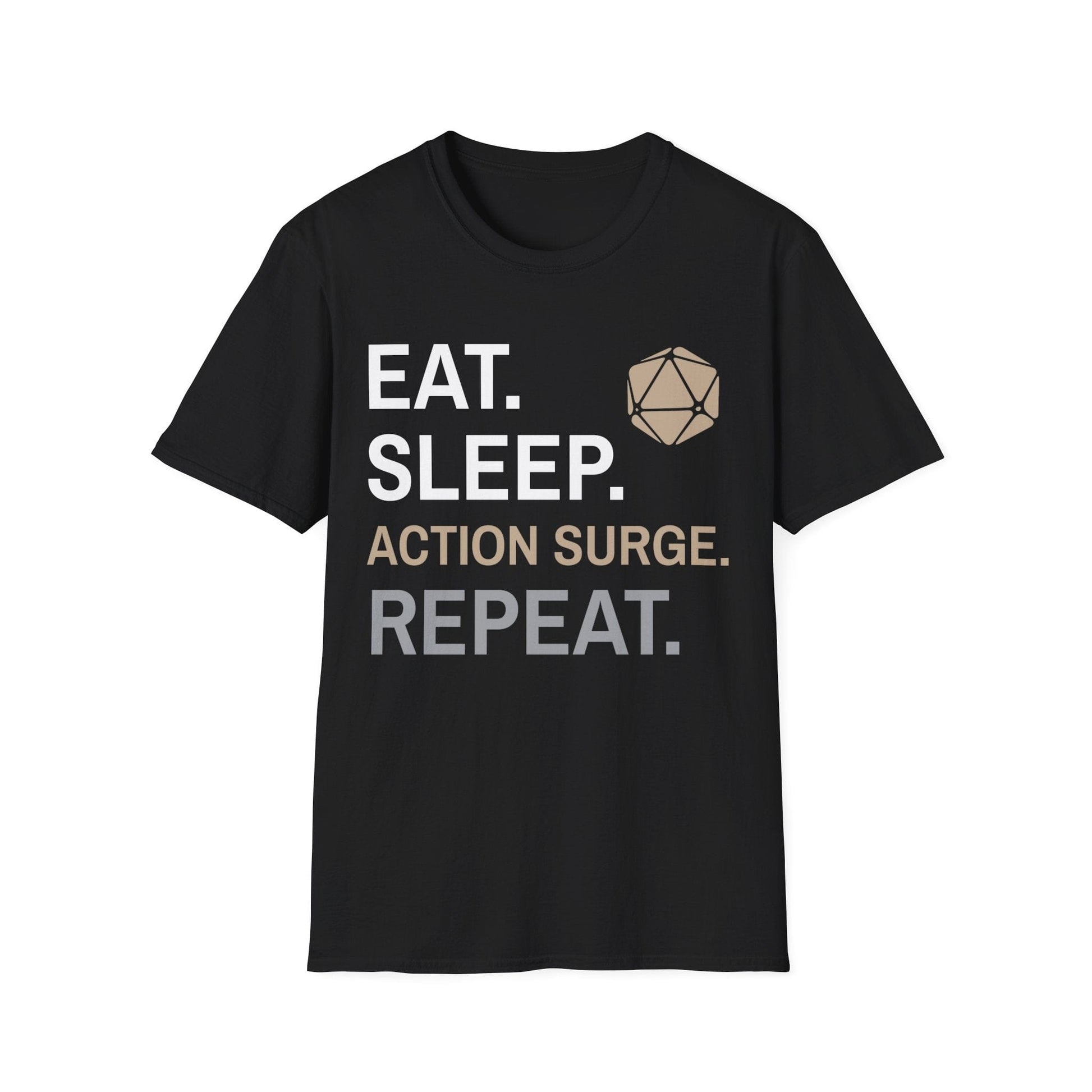 Printify T-Shirt Black / S Fighter Class T-Shirt – 'Eat, Sleep, Action Surge, Repeat'