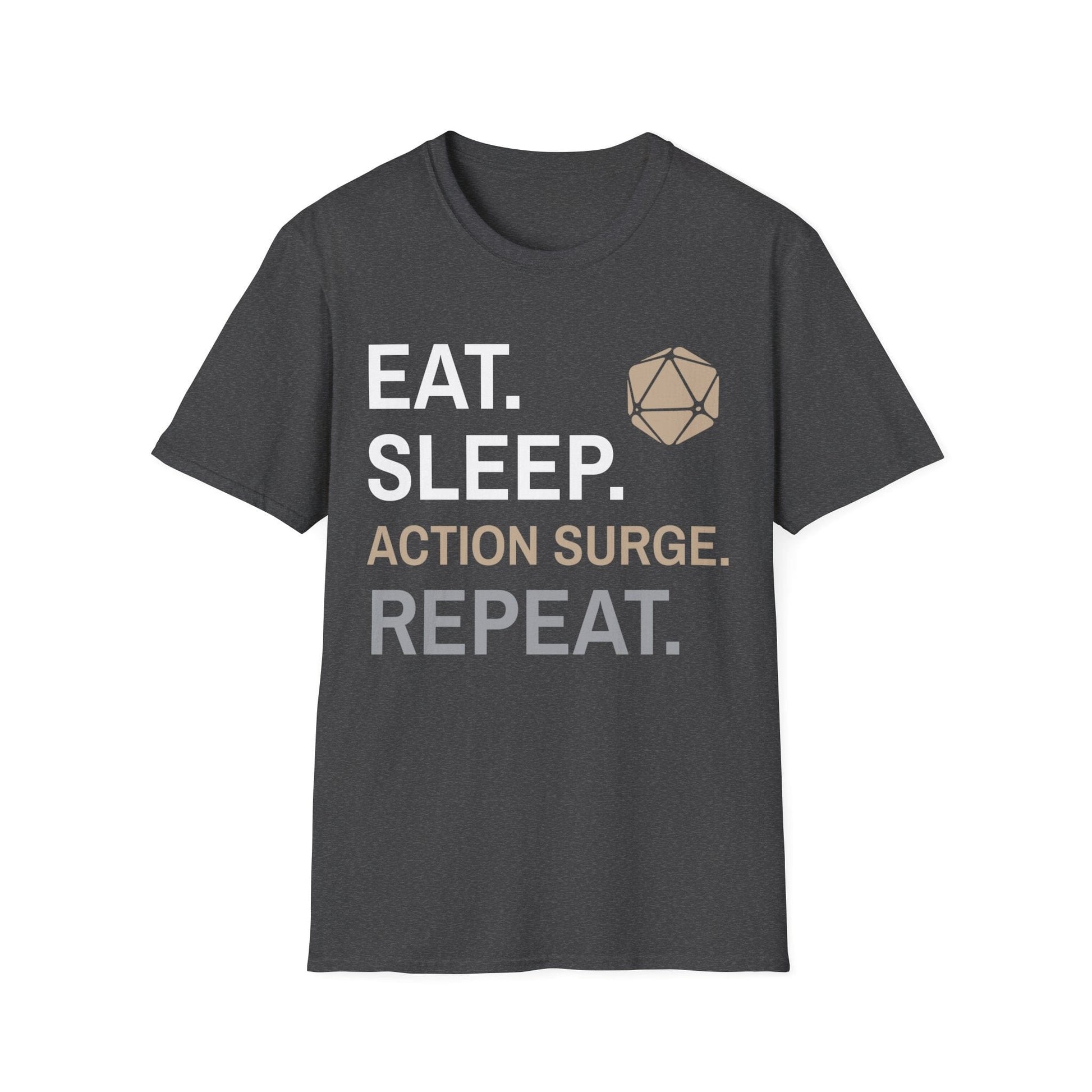 Printify T-Shirt Dark Heather / S Fighter Class T-Shirt – 'Eat, Sleep, Action Surge, Repeat'