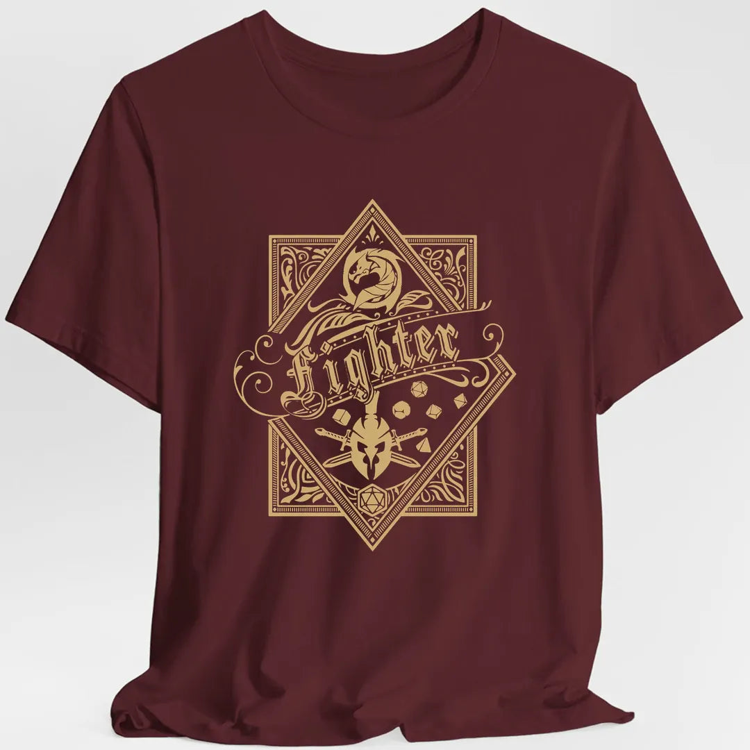 Printify T-Shirt Maroon / S Fighter D&D Class Emblem T-shirt