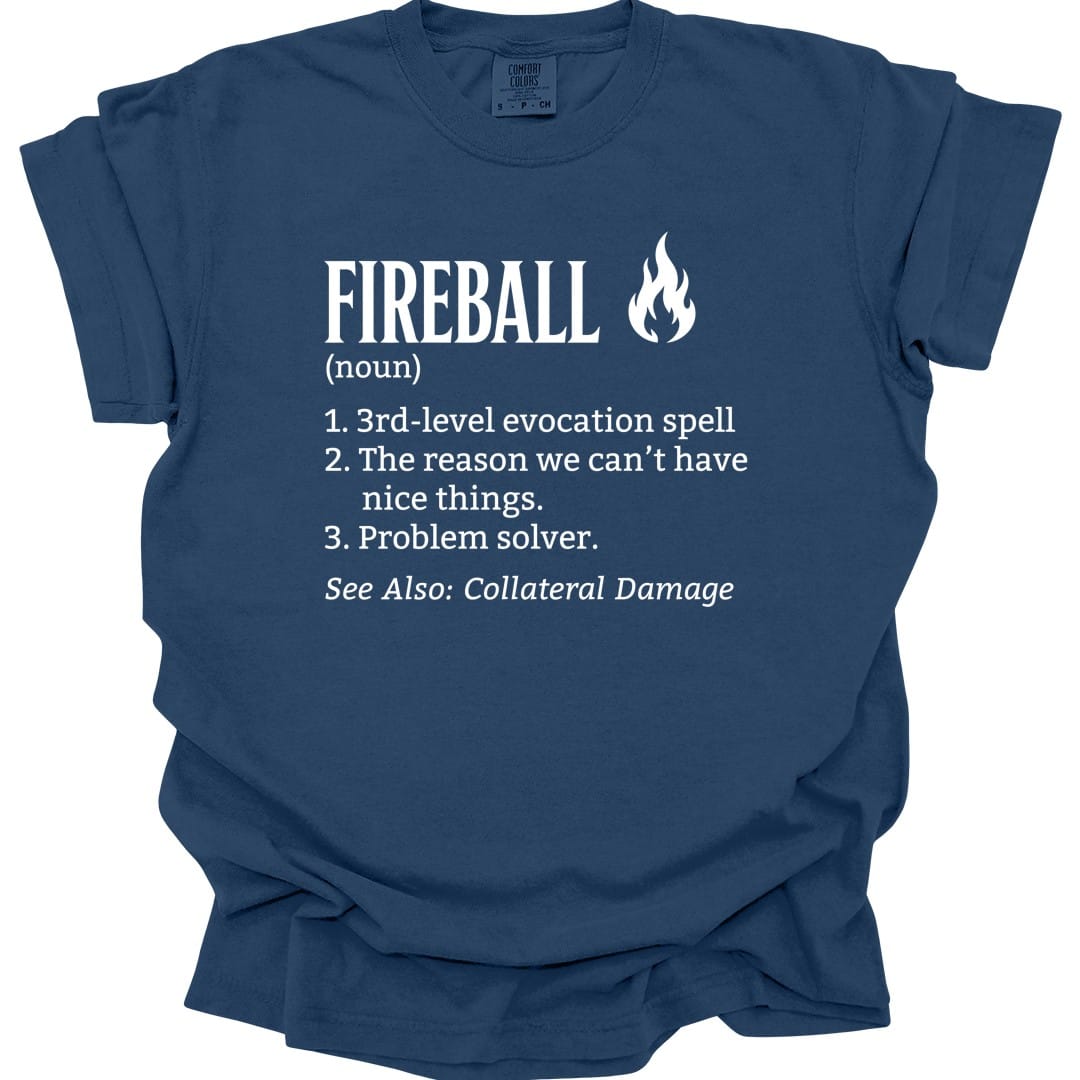 Printify T-Shirt True Navy / S Fireball Definition T-shirt - Comfort Colors