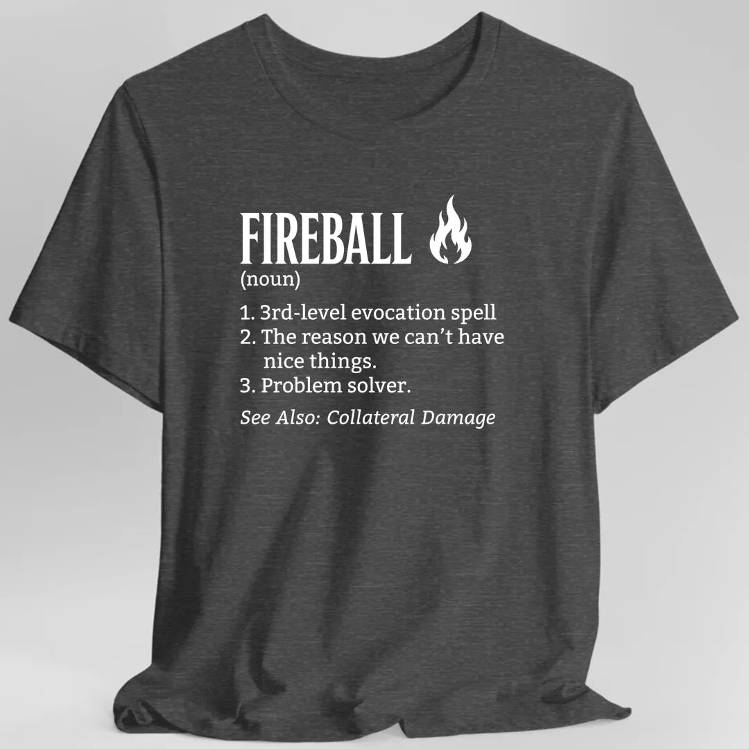 Printify T-Shirt Dark Heather Grey / S Fireball Definition T-Shirt