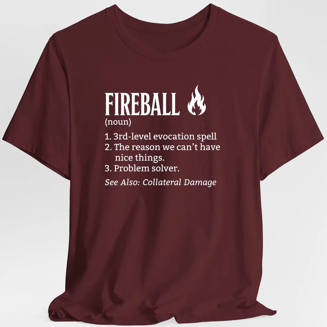 Printify T-Shirt Maroon / S Fireball Definition T-Shirt