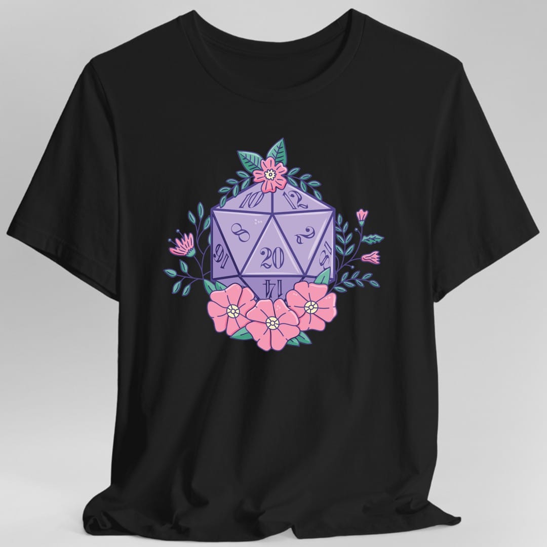 Printify T-Shirt Black / S Floral D20 Tabletop RPG T-Shirt