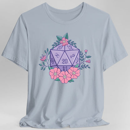 Printify T-Shirt Light Blue / S Floral D20 Tabletop RPG T-Shirt