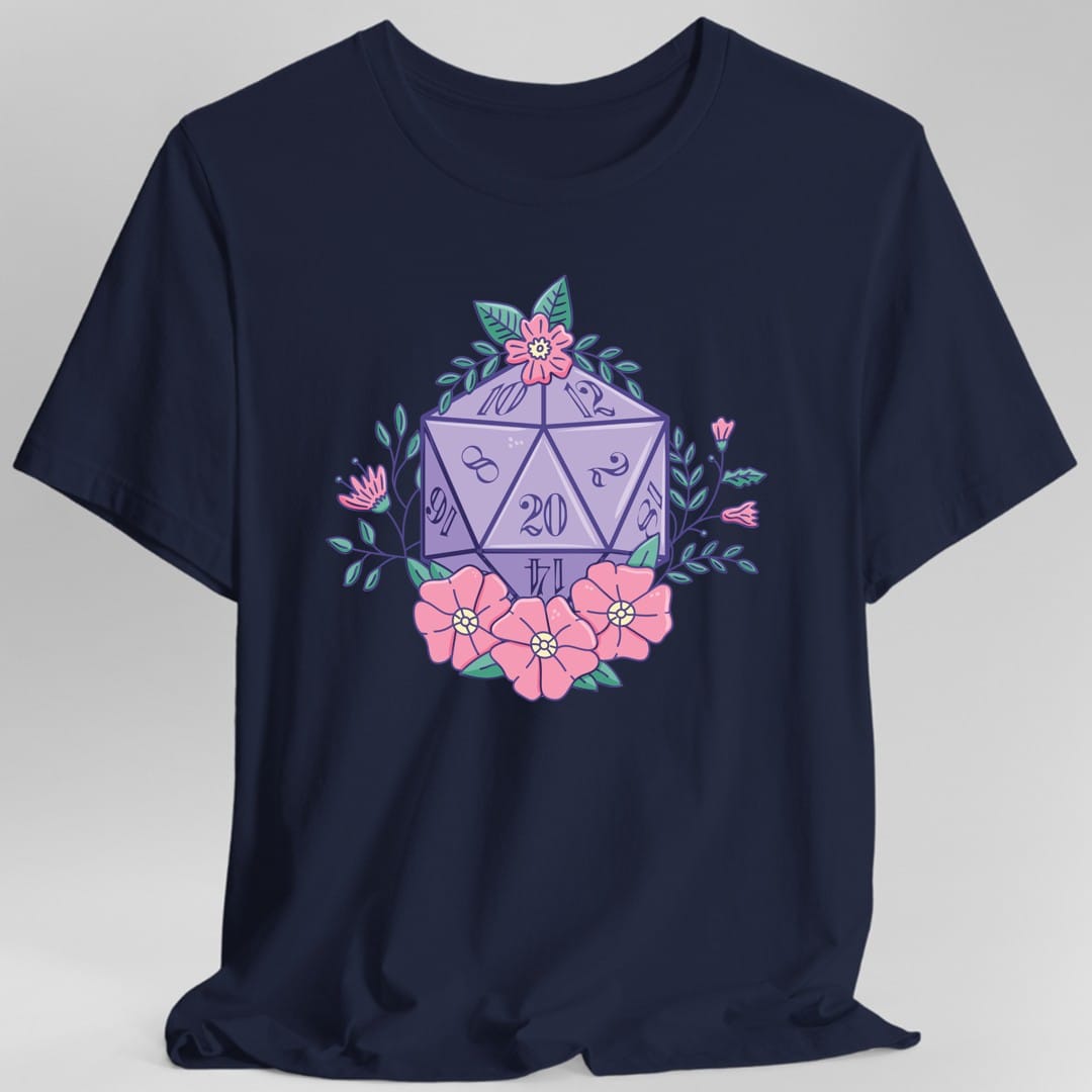 Printify T-Shirt Navy / S Floral D20 Tabletop RPG T-Shirt