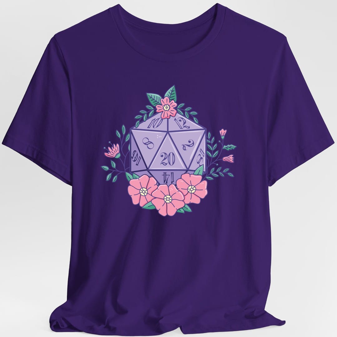 Printify T-Shirt Purple / S Floral D20 Tabletop RPG T-Shirt