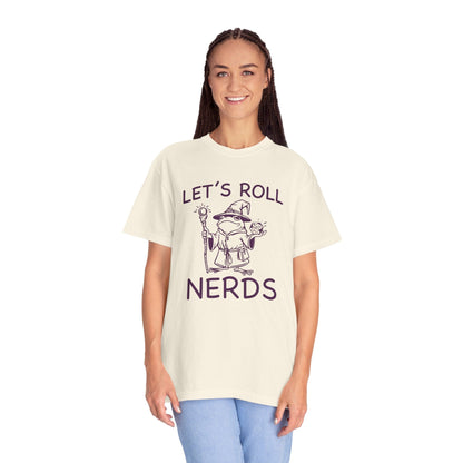 Printify T-Shirt Funny D&D "Let’s Roll Nerds" Shirt - Comfort Colors