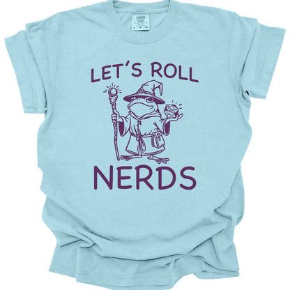Printify T-Shirt Chambray / S Funny D&D "Let’s Roll Nerds" Shirt - Comfort Colors