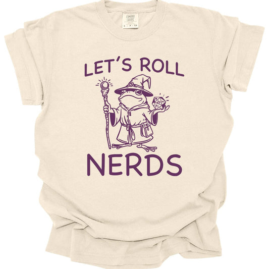 Printify T-Shirt Ivory / S Funny D&D "Let’s Roll Nerds" Shirt - Comfort Colors