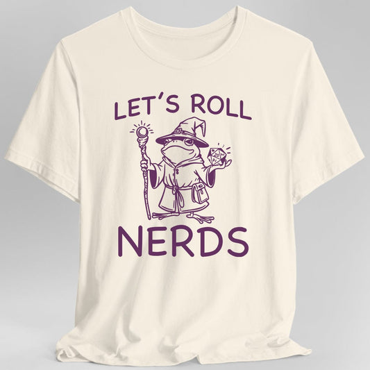 Printify T-Shirt Natural / S Funny D&D "Let’s Roll Nerds" Shirt